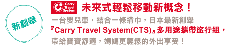 新発想　赤ちゃんとおでかけスタイルが変わる！　ベビーカーと抱っこひもがセットで使えるキャリートラベルシステム『CTS』